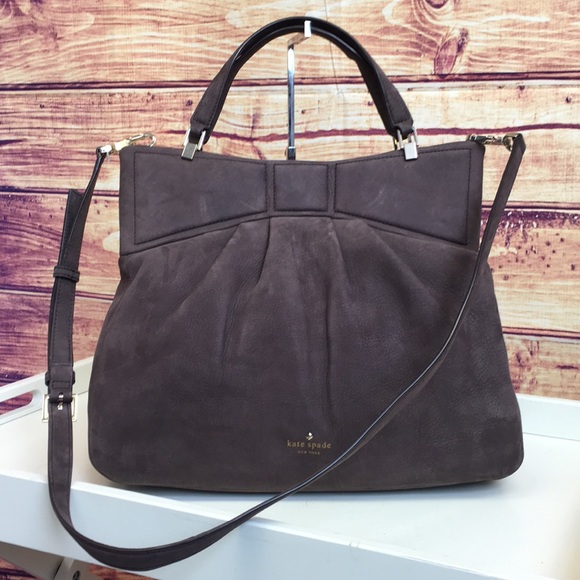 kate spade Handbags - Kate Spade Taupe Suede Bow Tote w/ Long Strap Bag